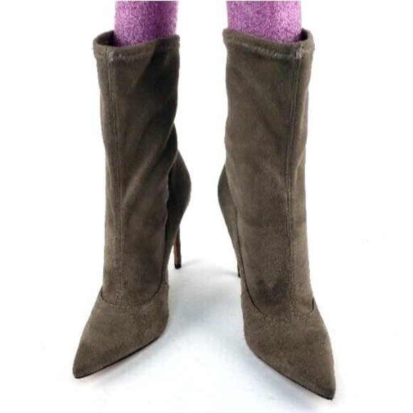 SCHUTZ Mislane Tan Suede Mid Calf Sock Bootie Size 6 B - Picture 3 of 16